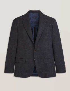 Single Breasted Two Button Notch Patch Pocket Weave Jacket