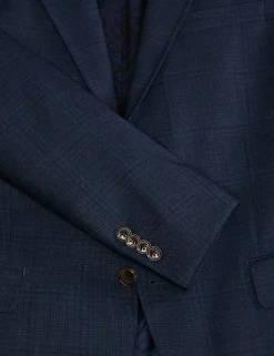 Single Breasted Two Button Notch Fully Fashioned Plaid Suit Jacket