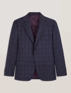 Single Breasted Two Button Notch Fully Fashioned Plaid Suit Jacket