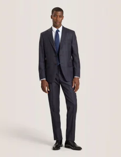 Single Breasted Two Button Notch Fully Fashioned Plaid Suit Jacket