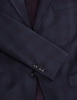 Single Breasted Two Button Notch Fully Fashioned Plaid Suit Jacket
