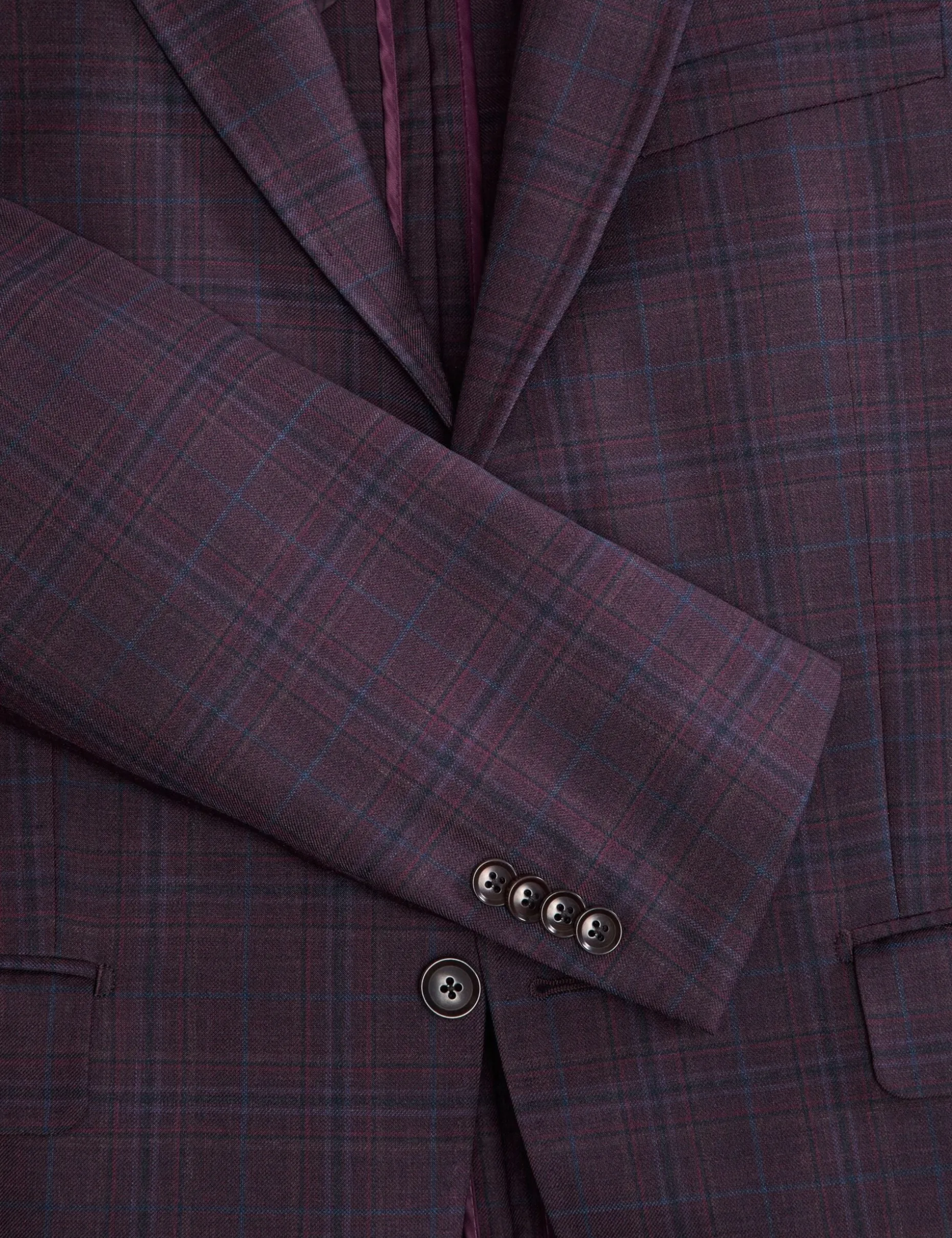 Single Breasted Two Button Notch Fully Fashioned Plaid Jacket