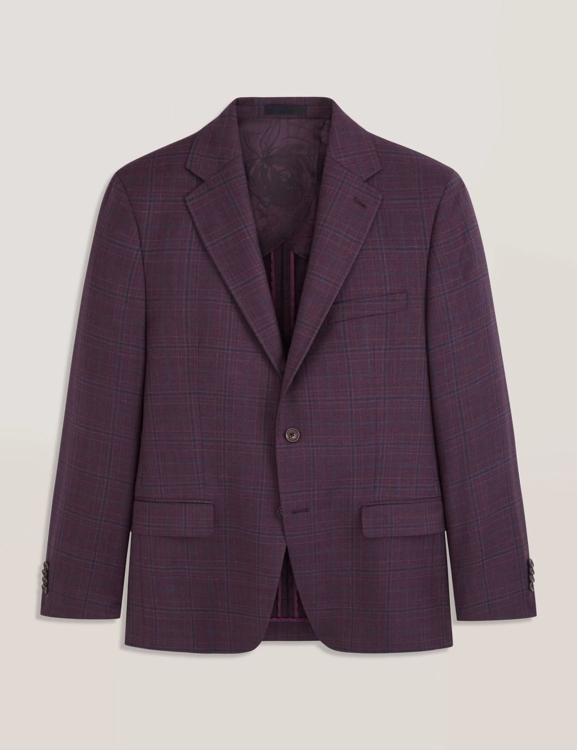 Single Breasted Two Button Notch Fully Fashioned Plaid Jacket