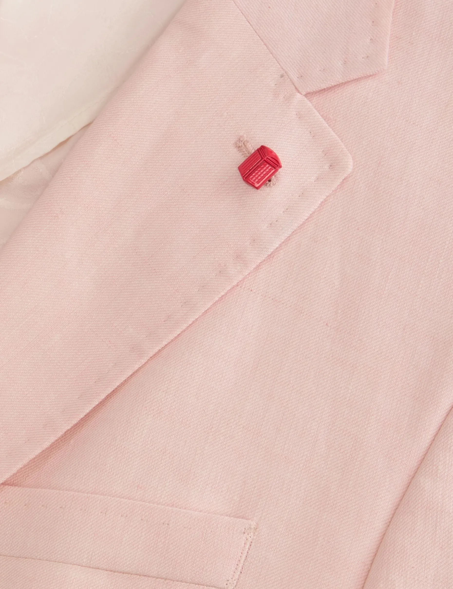Single Breasted Two Button Notch Flat Front Linen Suit Jacket