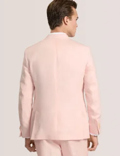 Single Breasted Two Button Notch Flat Front Linen Suit Jacket