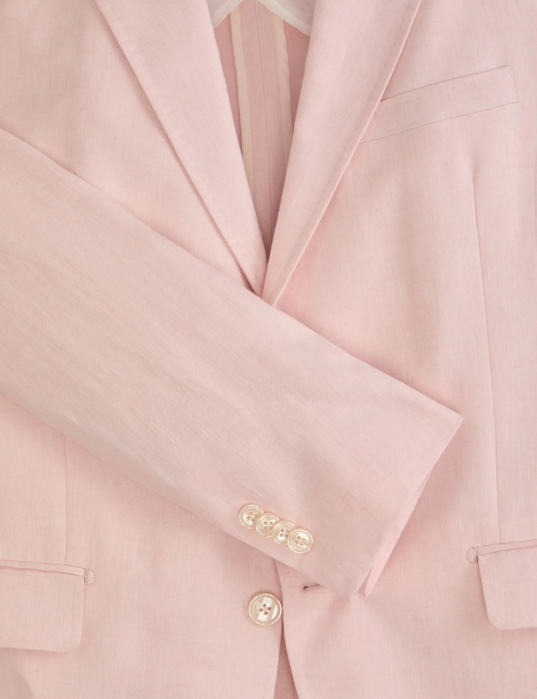Single Breasted Two Button Notch Flat Front Linen Suit Jacket