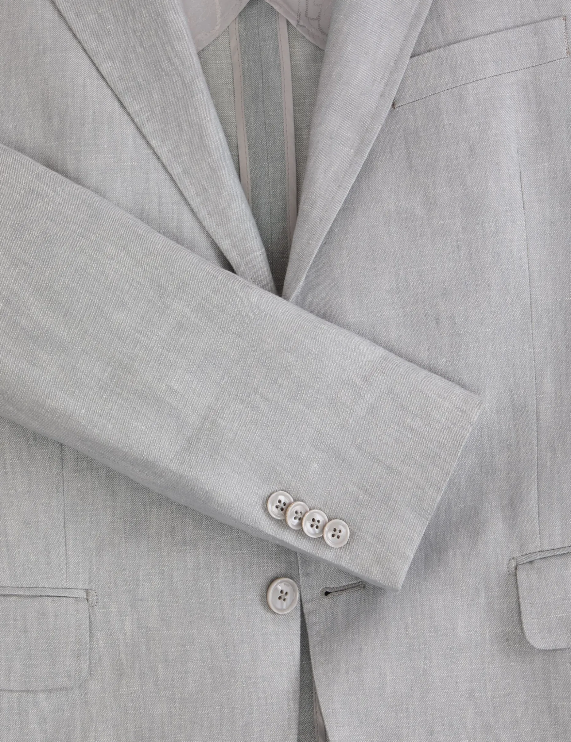 Single Breasted Two Button Notch Flat Front Linen Suit Jacket