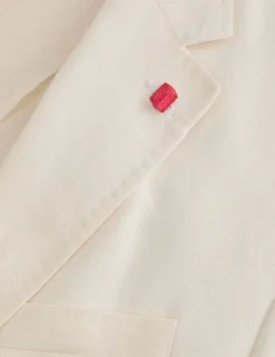 Single Breasted Two Button Notch Flat Front Linen Suit Jacket