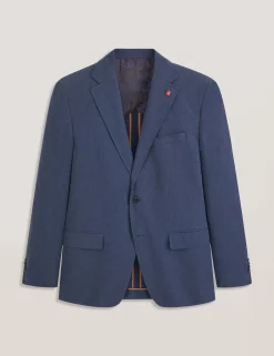 Single Breasted Two Button Notch Flat Front Seersucker Suit Jacket