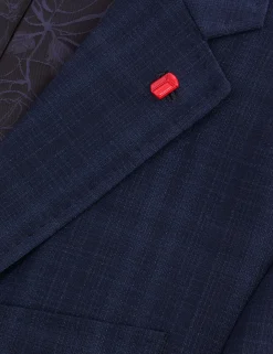 Single Breasted Two Button Notch Flat Front Plaid Jacket