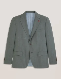 Single Breasted Two Button Notch Flat Front Plaid Jacket
