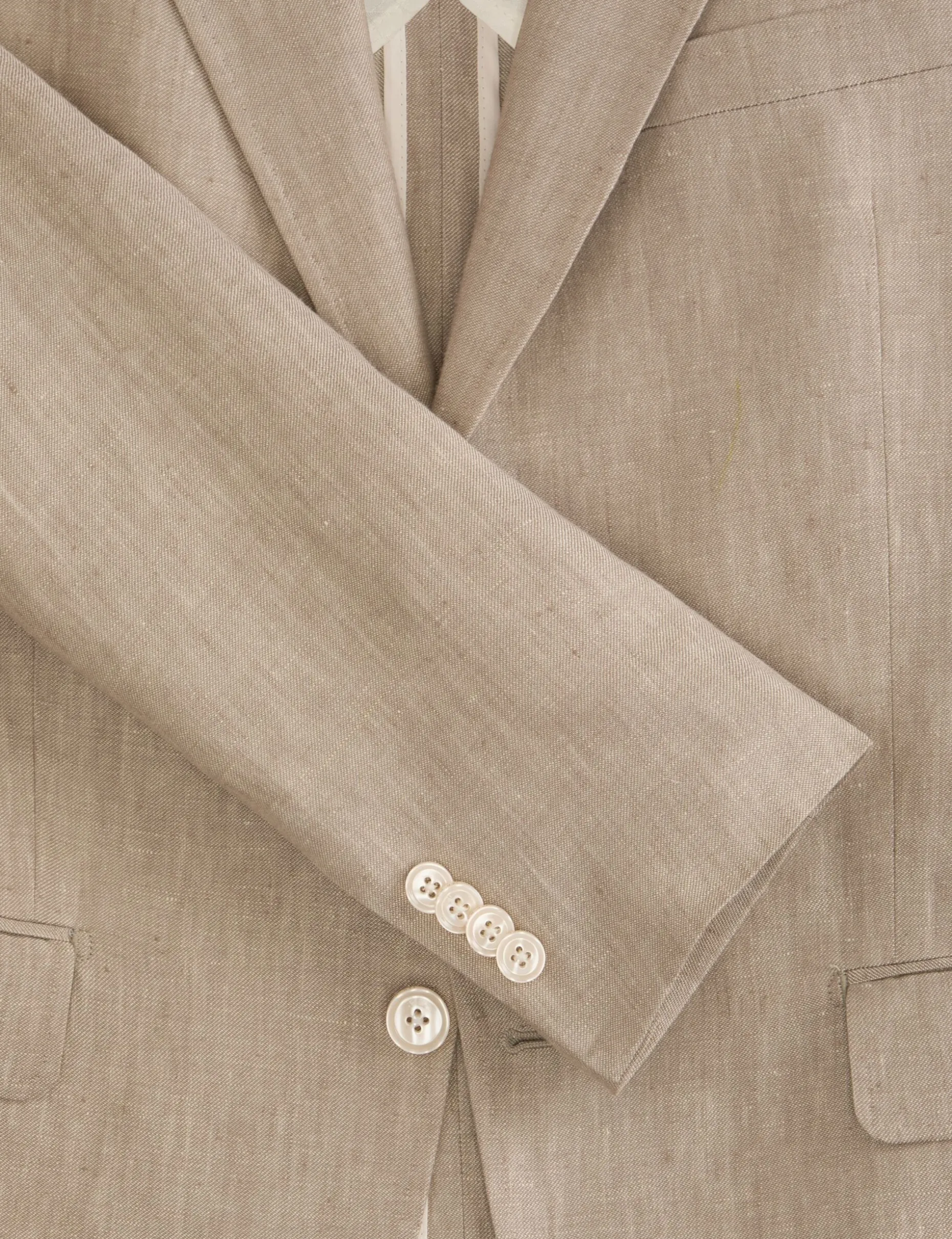 Single Breasted Two Button Notch Flat Front Linen Suit Jacket