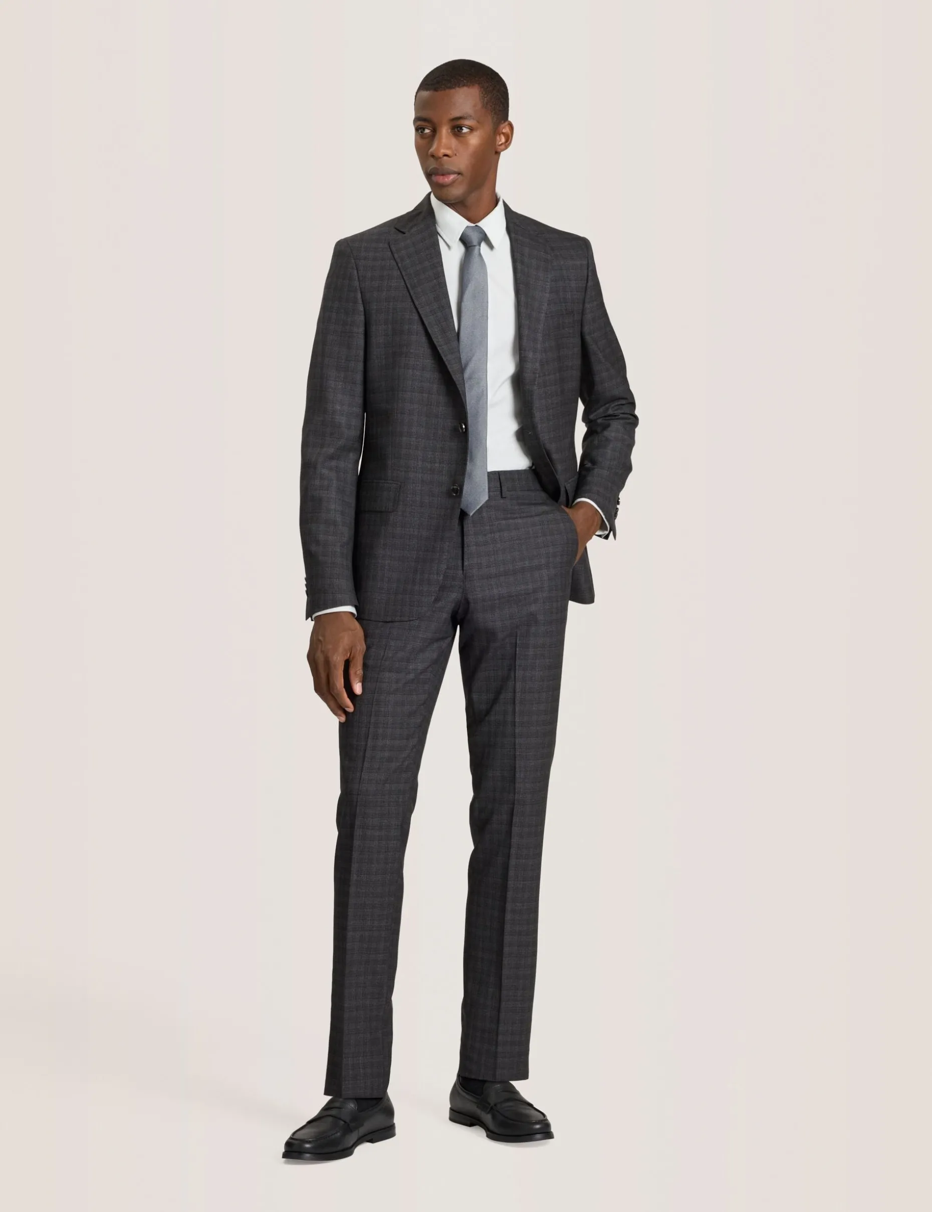 Single Breasted Two Button Notch Fully Fashioned Tattersall Suit Jacket