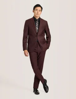 Single Breasted Two Button Notch Fully Fashioned Twill Suit Jacket