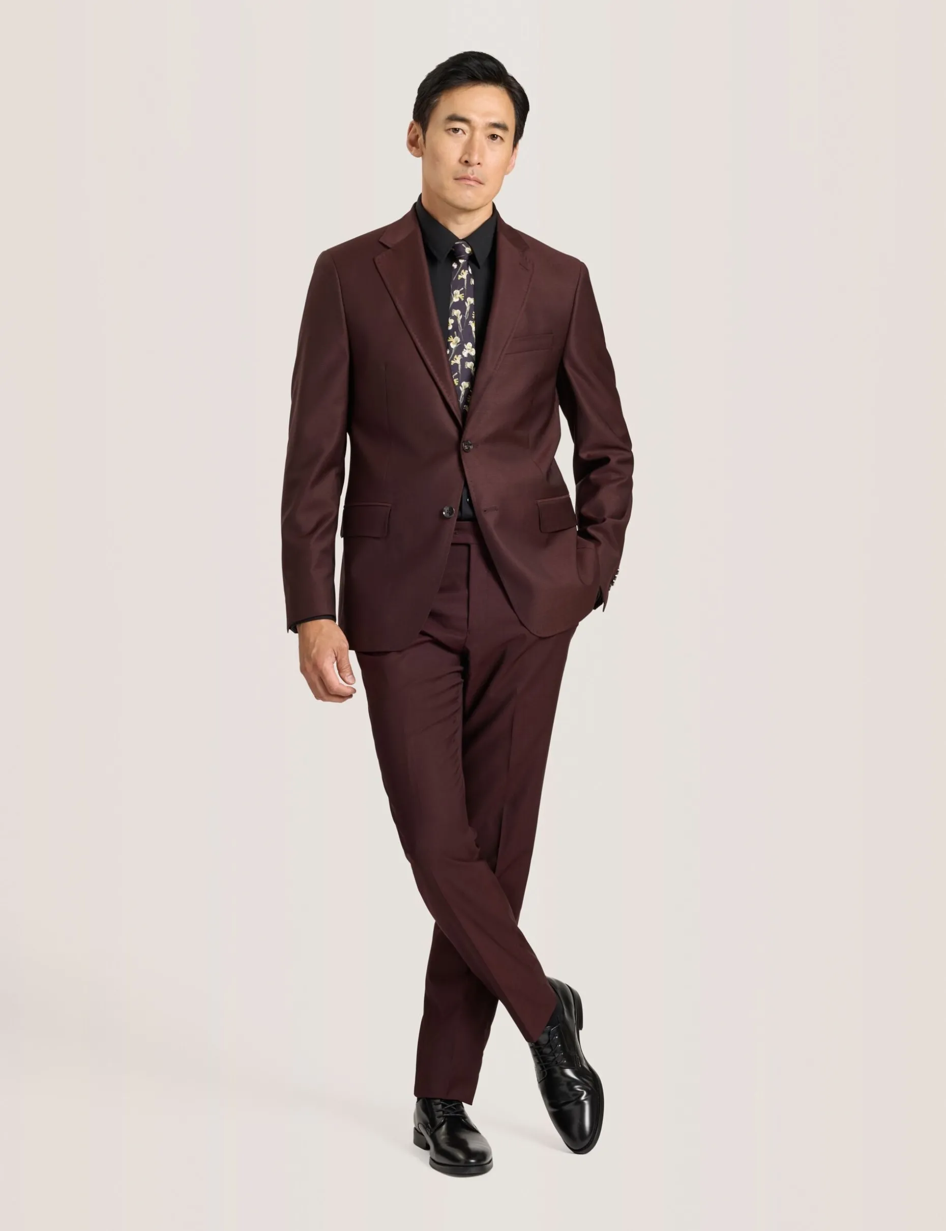Single Breasted Two Button Notch Fully Fashioned Twill Suit Jacket