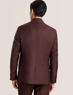 Single Breasted Two Button Notch Fully Fashioned Twill Suit Jacket