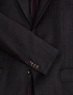Single Breasted Two Button Notch Fully Fashioned Plaid Jacket