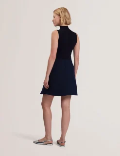 Sleeveless High Neck 2-in-1 Mini Dress