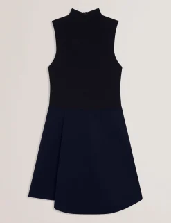Sleeveless High Neck 2-in-1 Mini Dress
