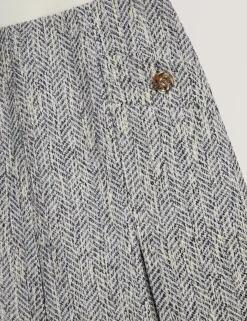 Sleeveless Knit Bodice Boucle Mini Dress