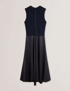 Sleeveless Knit Faux Leather Midi Dress