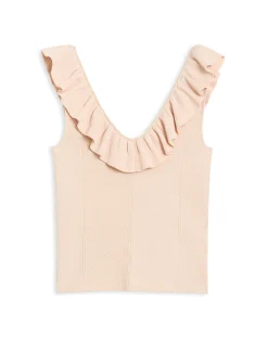 Sleeveless Knit Ruffle Top