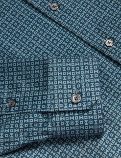 Slim Fit Geo Print Cotton Blend Shirt