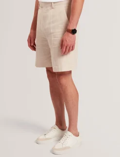 Slim Fit Linen Blend Tailored Shorts