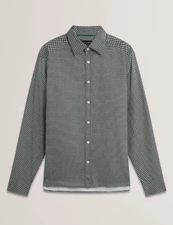 Slim Fit Micro Geometric Print Shirt