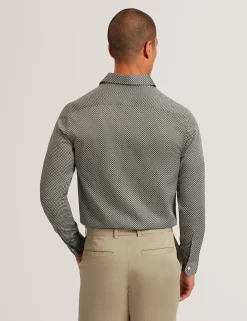 Slim Fit Micro Geometric Print Shirt