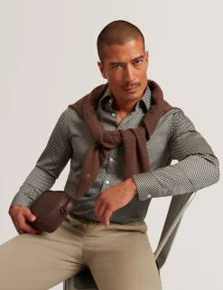 Slim Fit Micro Geometric Print Shirt