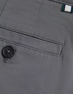 Slim Fit Textured Cotton Blend Chinos