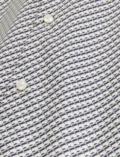 Slim Fit Tonal Geo Stretch Cotton Shirt