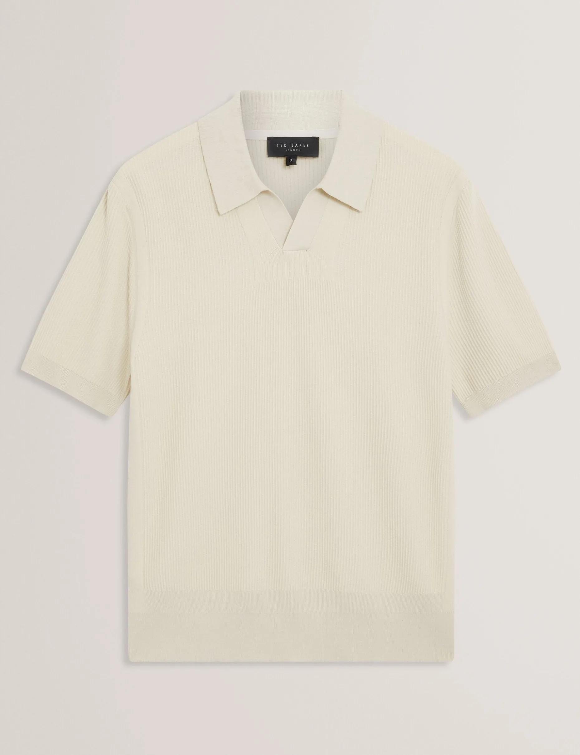 Stitched Rib Open Neck Polo Shirt