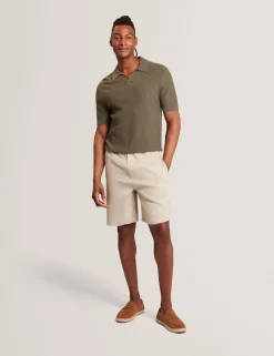 Stitched Rib Open Neck Polo Shirt