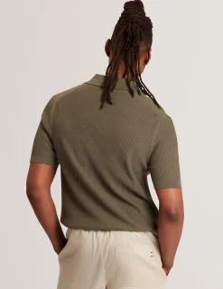 Stitched Rib Open Neck Polo Shirt