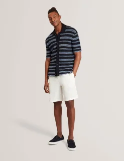 Stitched Stripe Knit Short Sleeve Shirt