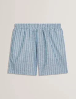Striped Cotton Linen Pull-On Shorts