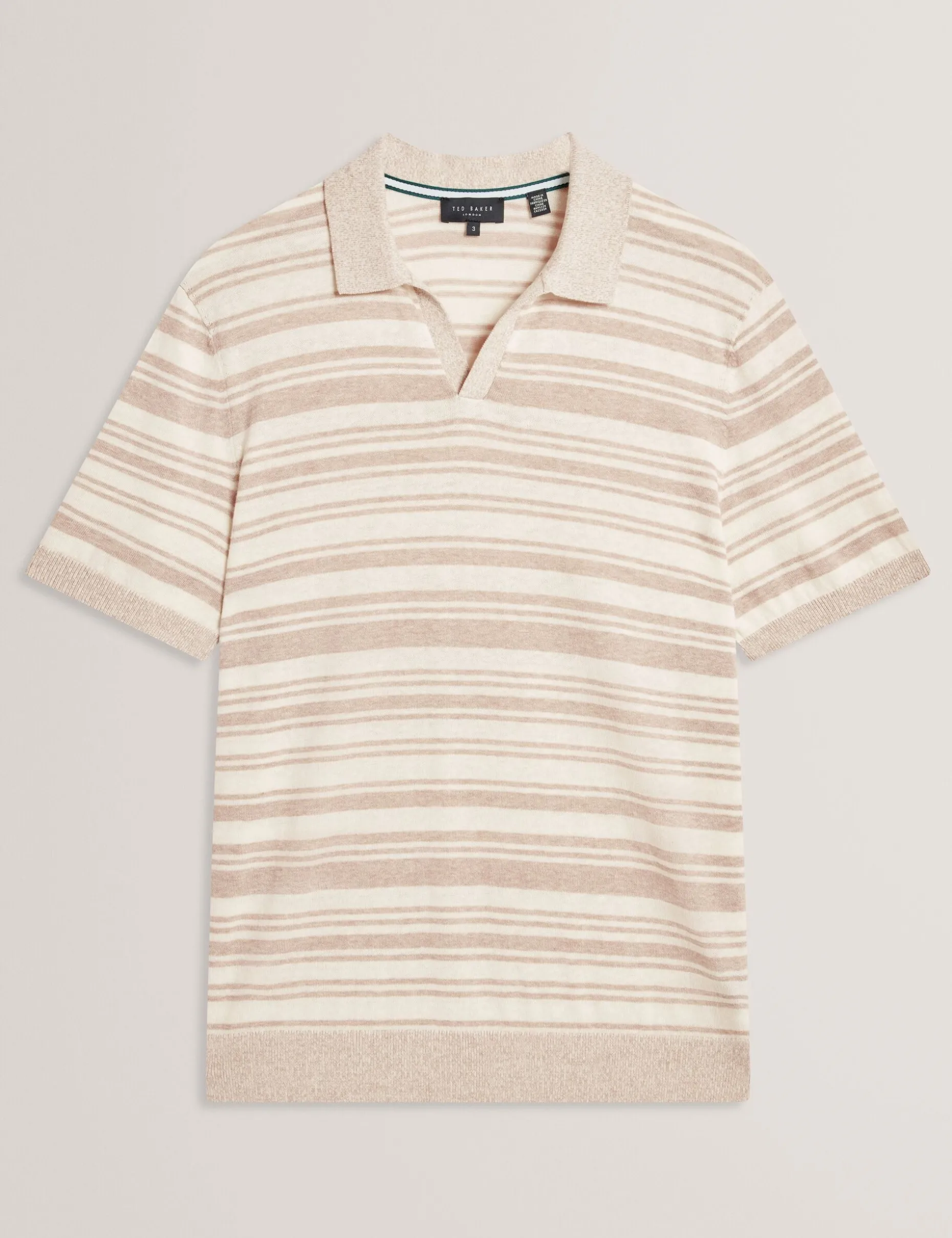 Striped Linen Blend Knitted Polo Shirt