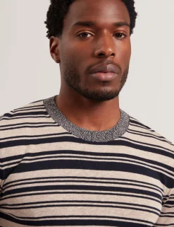 Striped Linen Blend Knitted T-Shirt