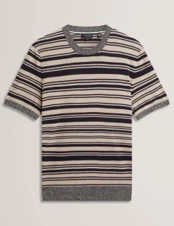 Striped Linen Blend Knitted T-Shirt