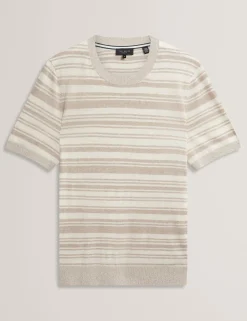 Striped Linen Blend Knitted T-Shirt