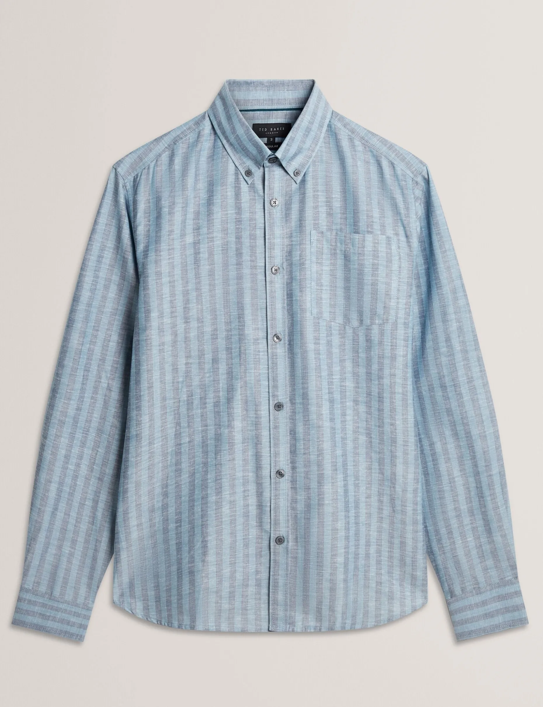 Striped Linen Blend Long Sleeve Shirt