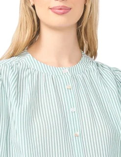 Striped Puff Long Sleeve Blouse