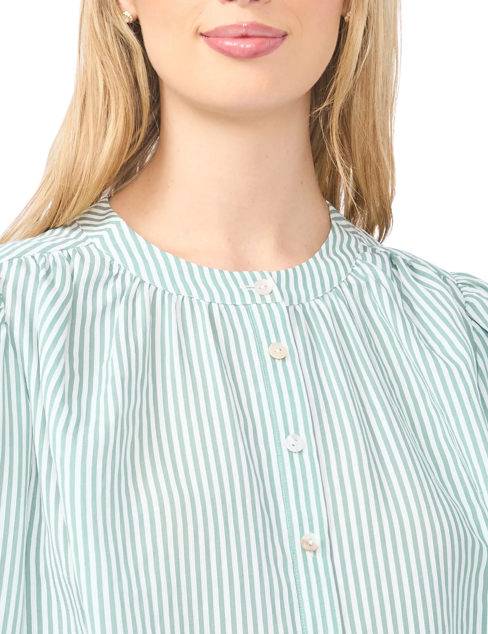 Striped Puff Long Sleeve Blouse