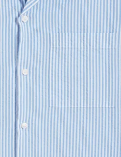 Striped Seersucker Relaxed Cotton Shirt