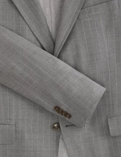Striped Wool Modern Fit Suit Jacket