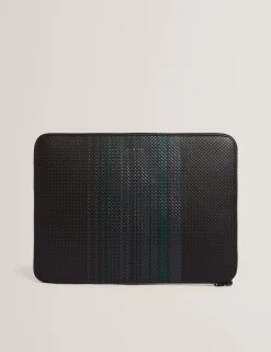 Striped Woven Leather 13-Inch Laptop Sleeve