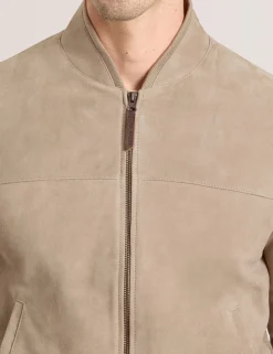 Suede Panel Zip-Up Bomber Jacket