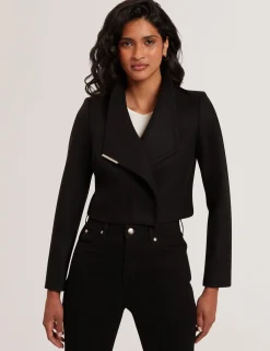 Tailored Cropped Wool Wrap Jacket